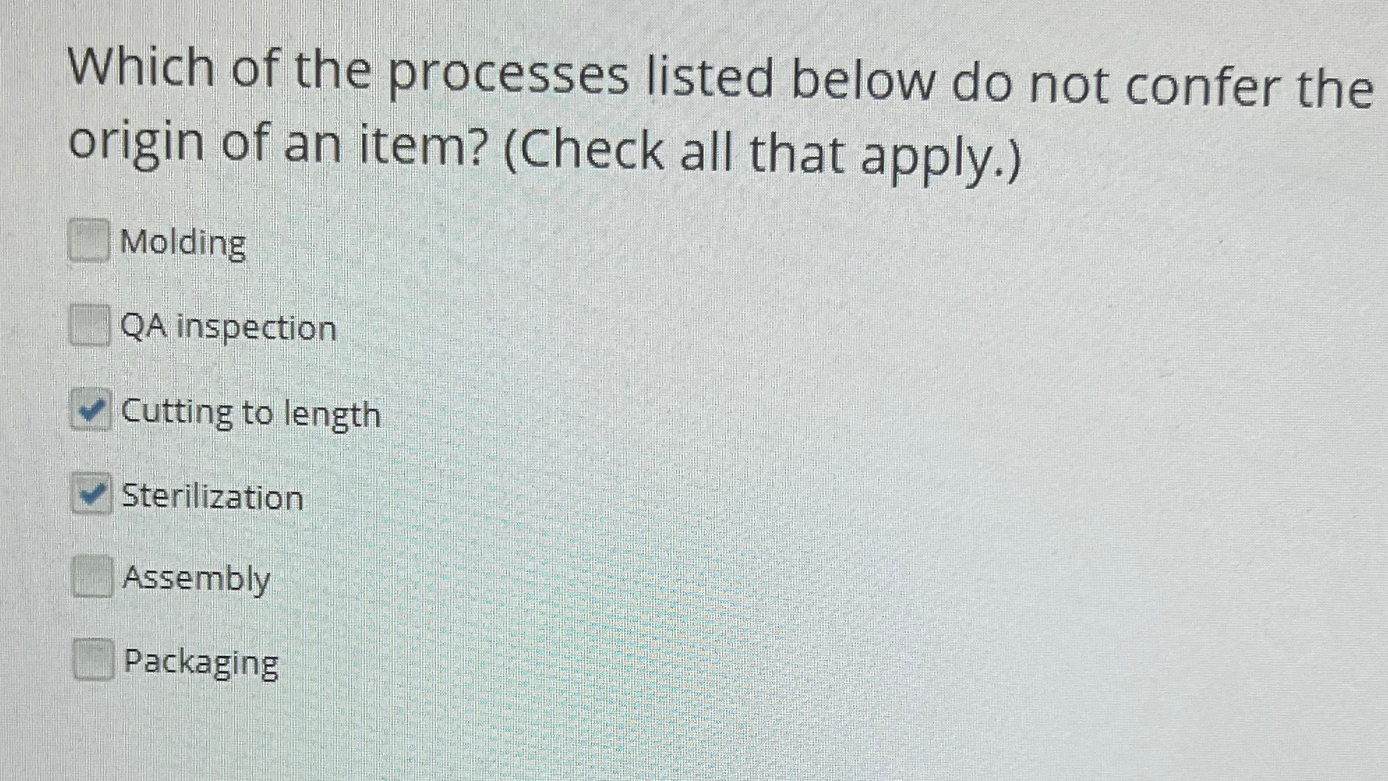  Which of the processes listed below do not confer the origin