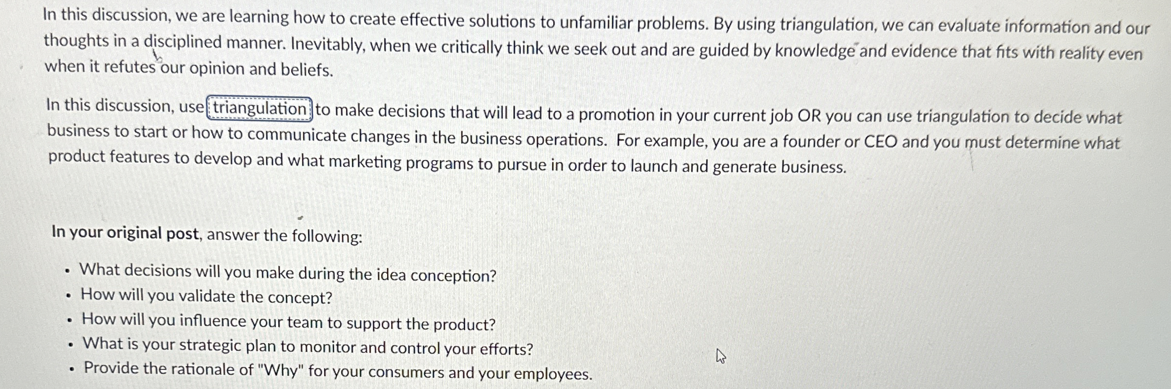  In this discussion, we are learning how to create effective solutions