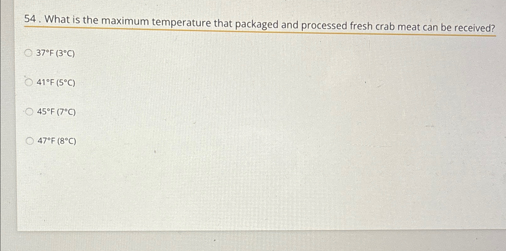  What is the maximum temperature that packaged and processed fresh crab