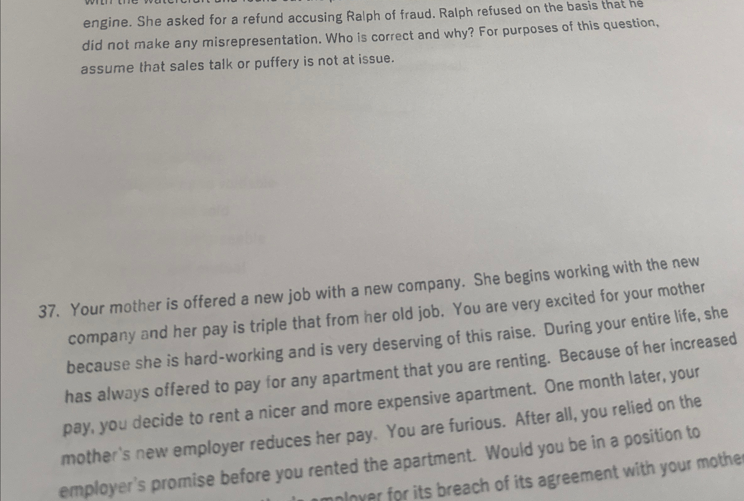  engine. She asked for a refund accusing Ralph of fraud. Ralph