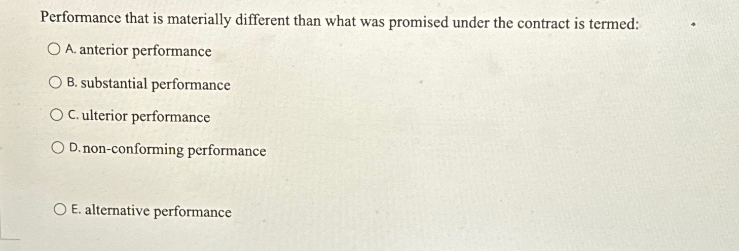  Performance that is materially different than what was promised under the