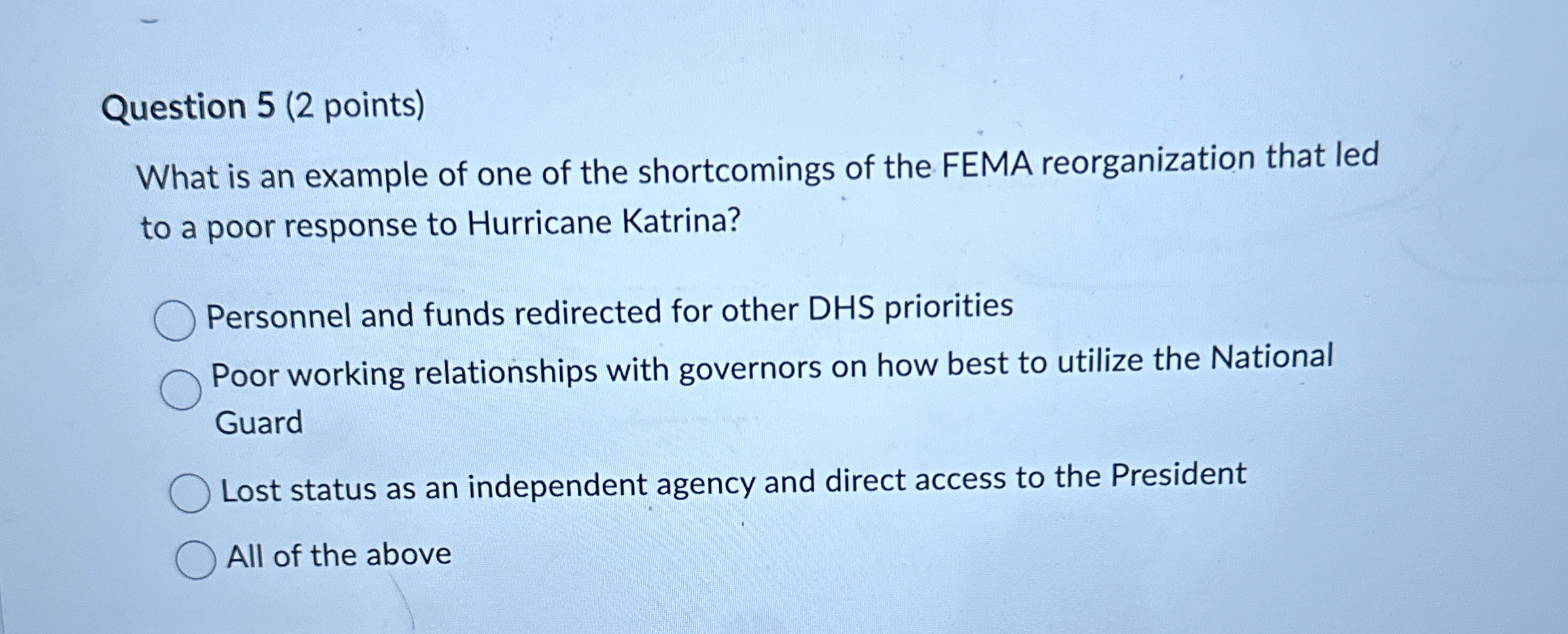  Question 5(2 points) What is an example of one of the