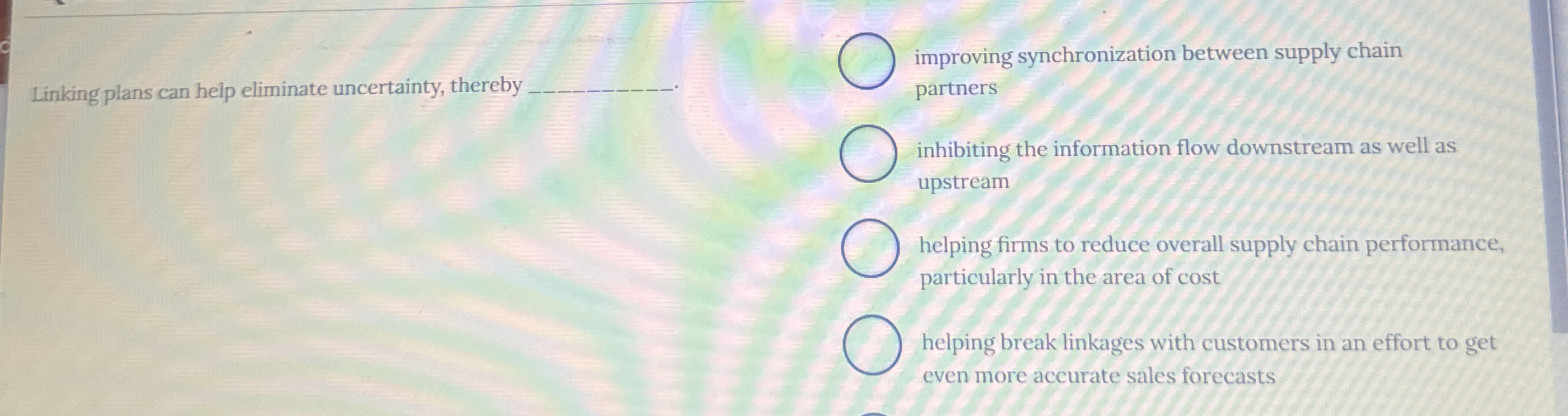  improving synchronization between supply chain partners inhibiting the information flow downstream