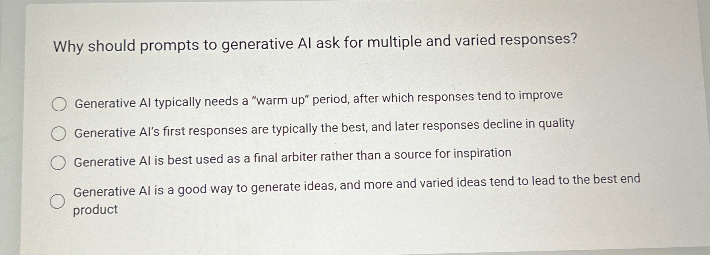  Why should prompts to generative Al ask for multiple and varied