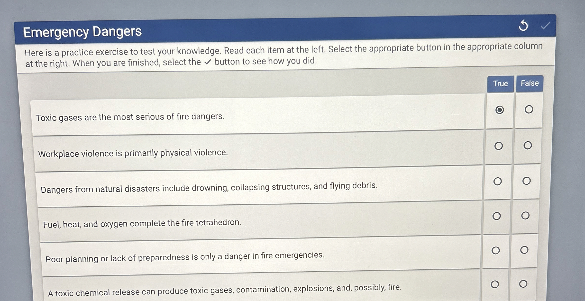  Emergency Dangers Here is a practice exercise to test your knowledge.