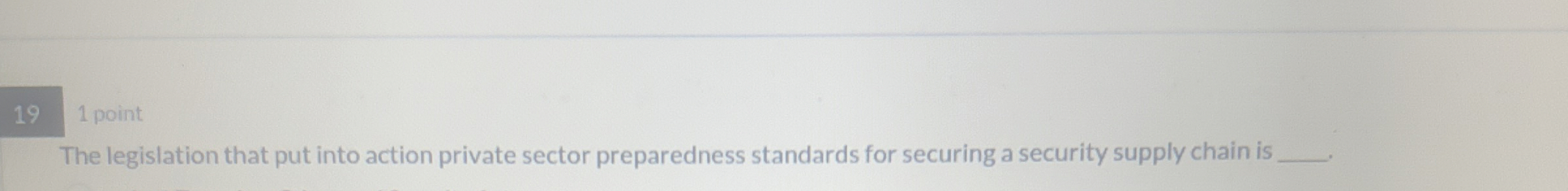  191 point The legislation that put into action private sector preparedness