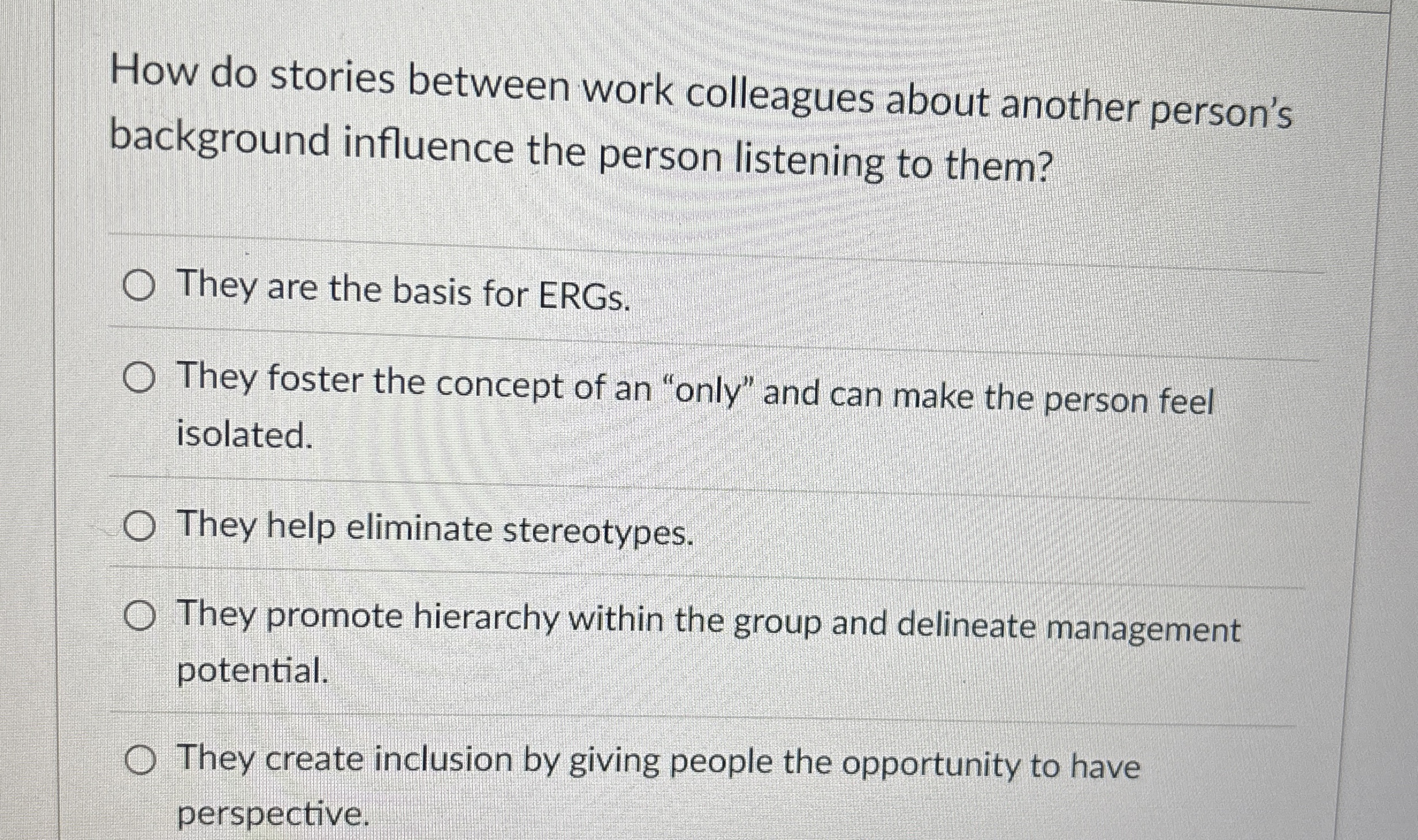  How do stories between work colleagues about another person's background influence