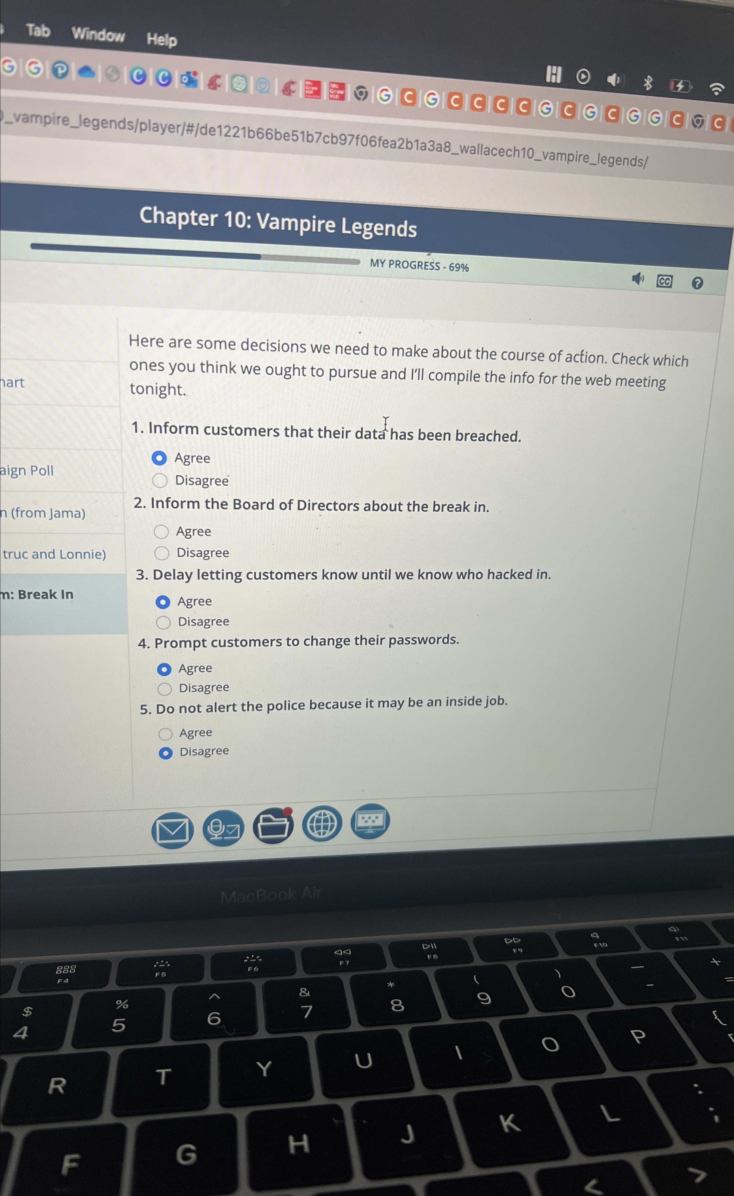  Chapter 10: Vampire Legends MY PROGRESS -69% Here are some decisions
