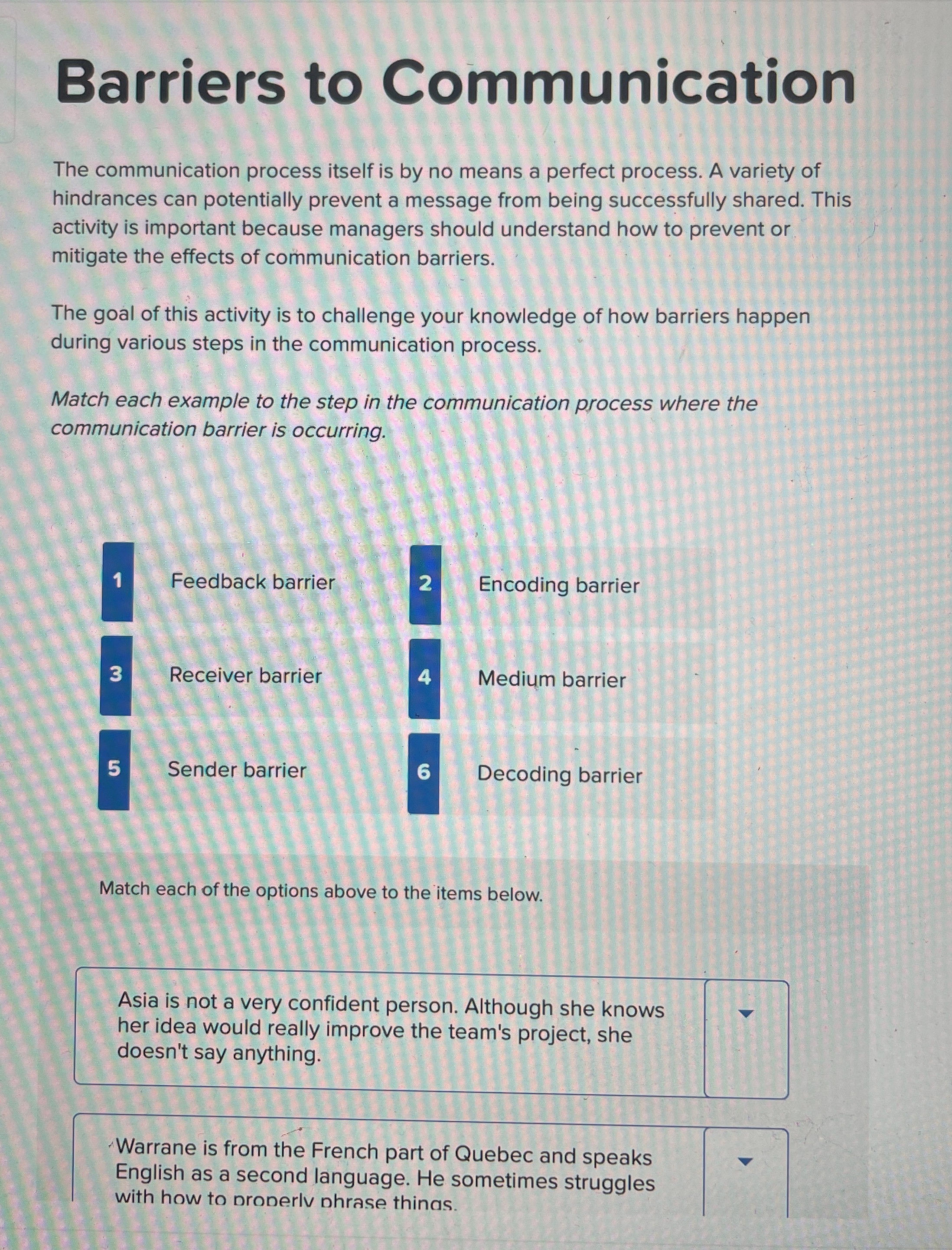  Barriers to Communication The communication process itself is by no means