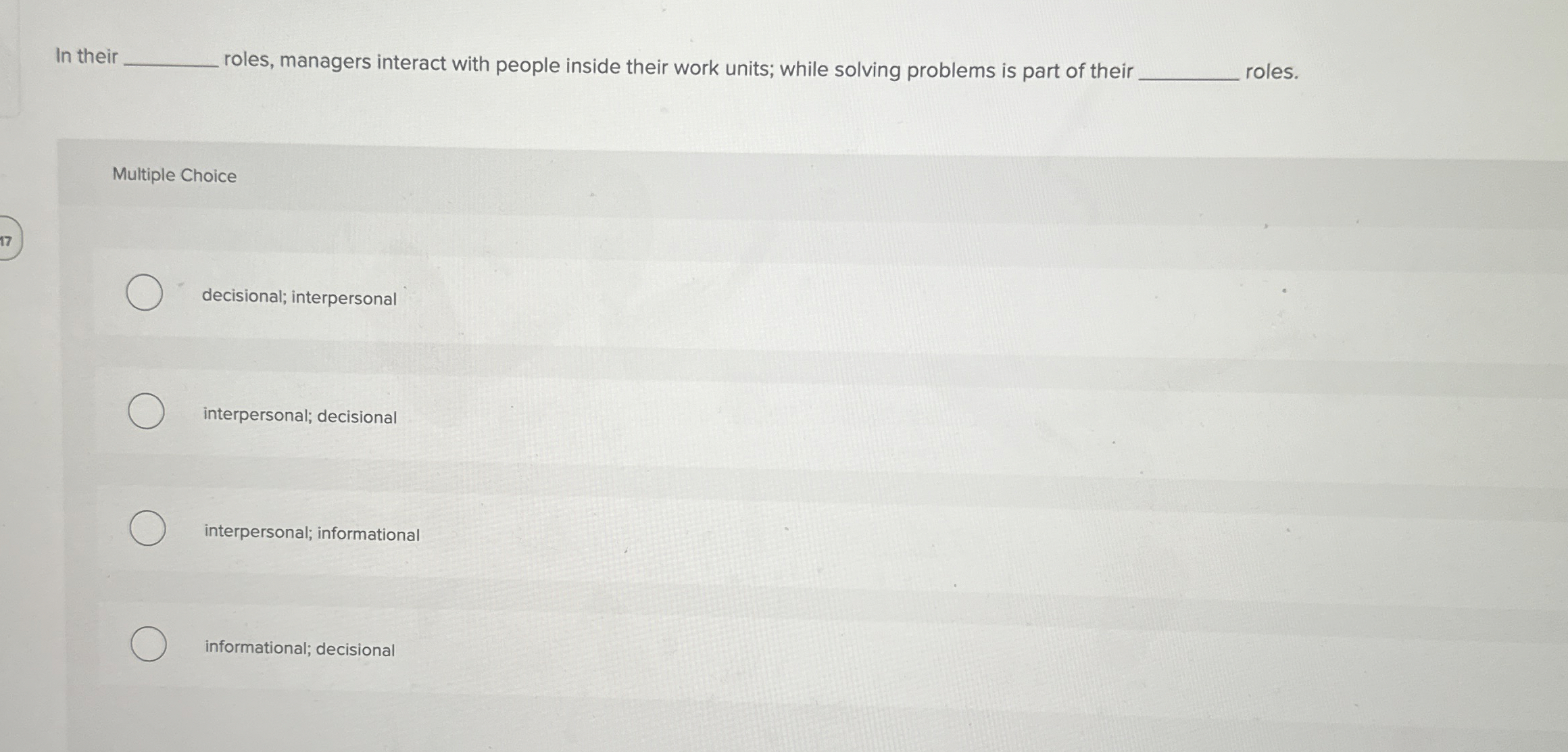  In their q, roles, managers interact with people inside their work