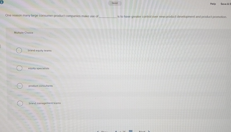  i) Saved Help Sove & E One reason many large consumer-product