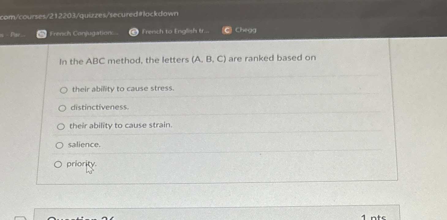  In the ABC method, the letters (A, B, C) are ranked