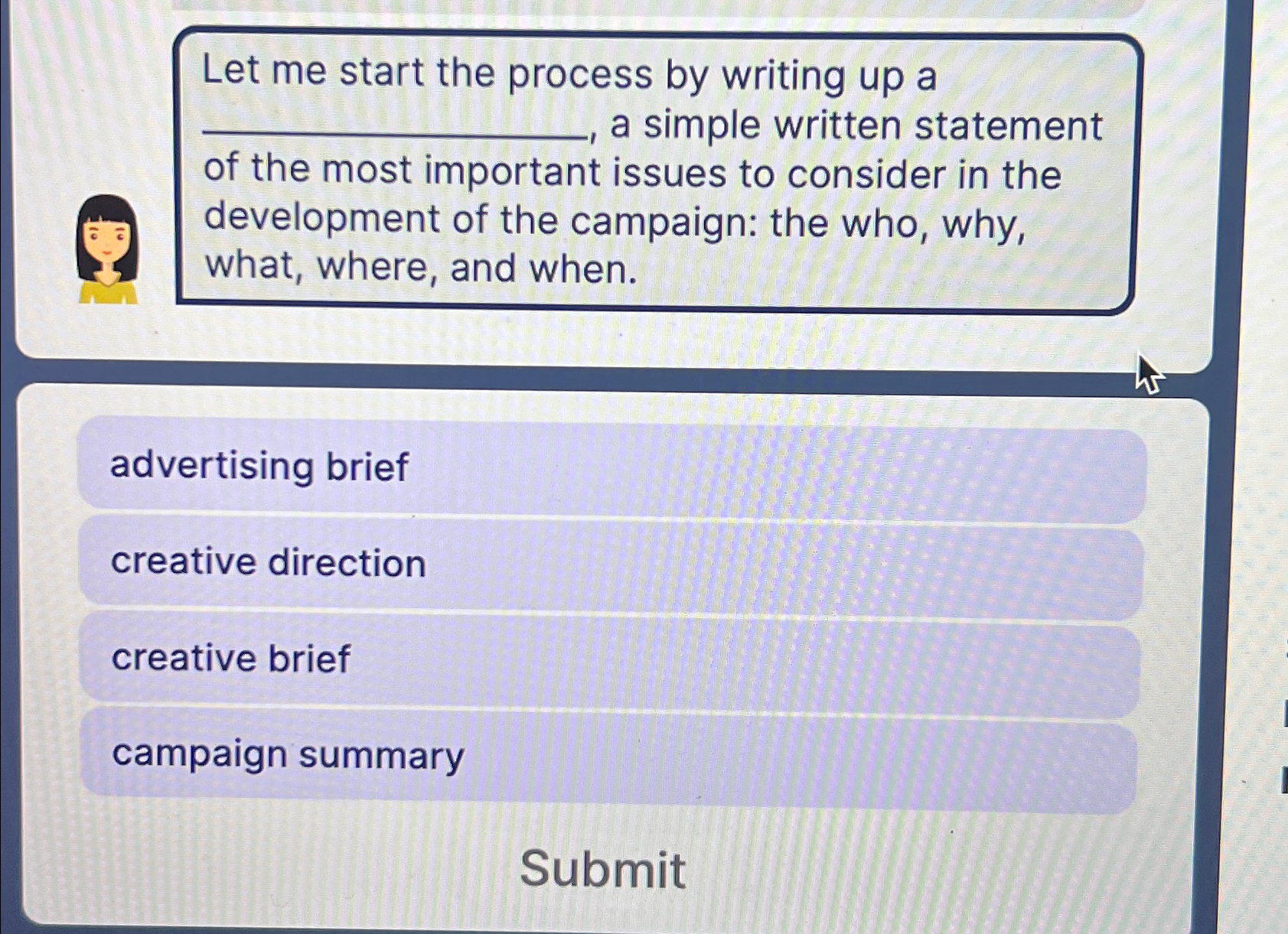  Let me start the process by writing up a a simple