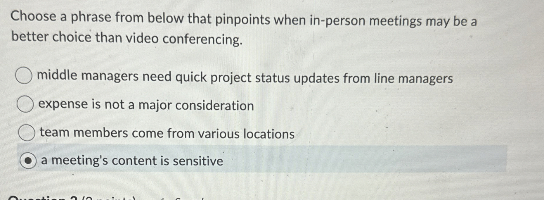  Choose a phrase from below that pinpoints when in-person meetings may