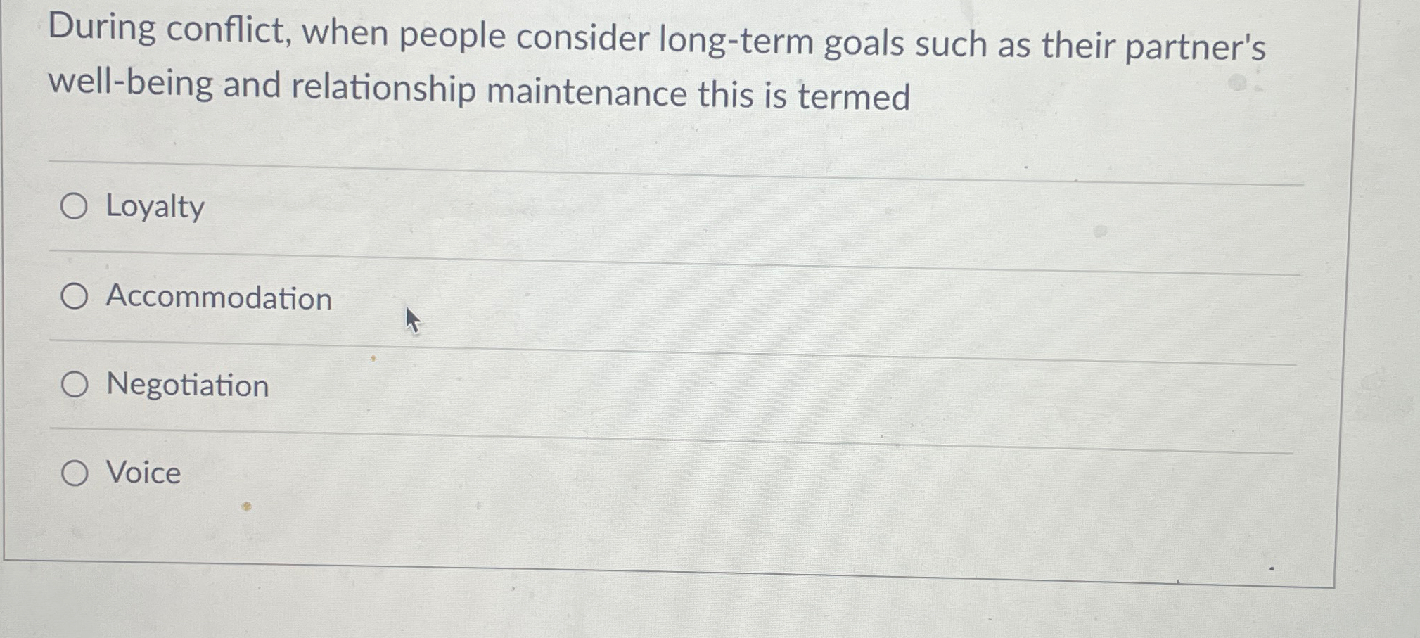  During conflict, when people consider long-term goals such as their partner's