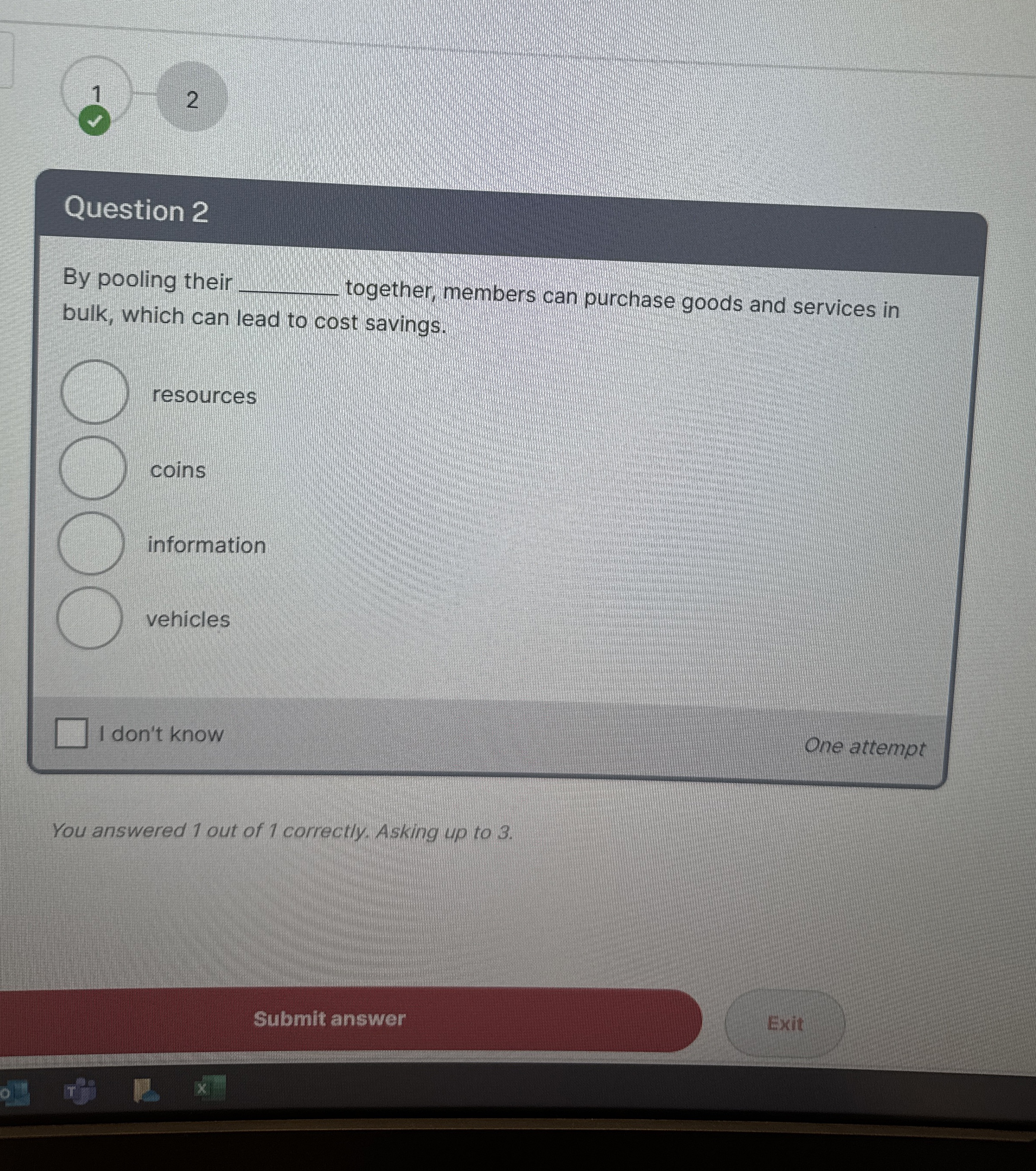  1 2 Question 2 By pooling their q, together, members can