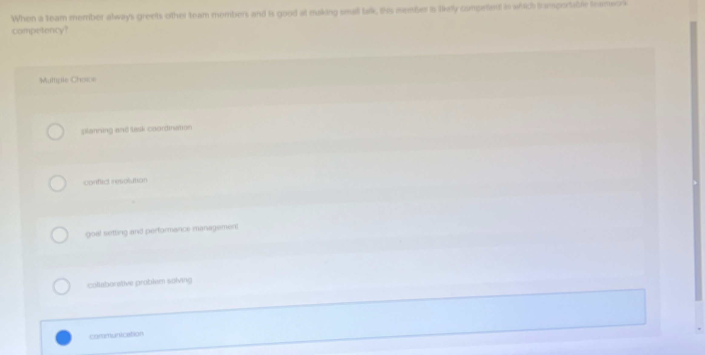  comiperiency" Multipie Chotce planing and task coordination conflid resolution goal setting