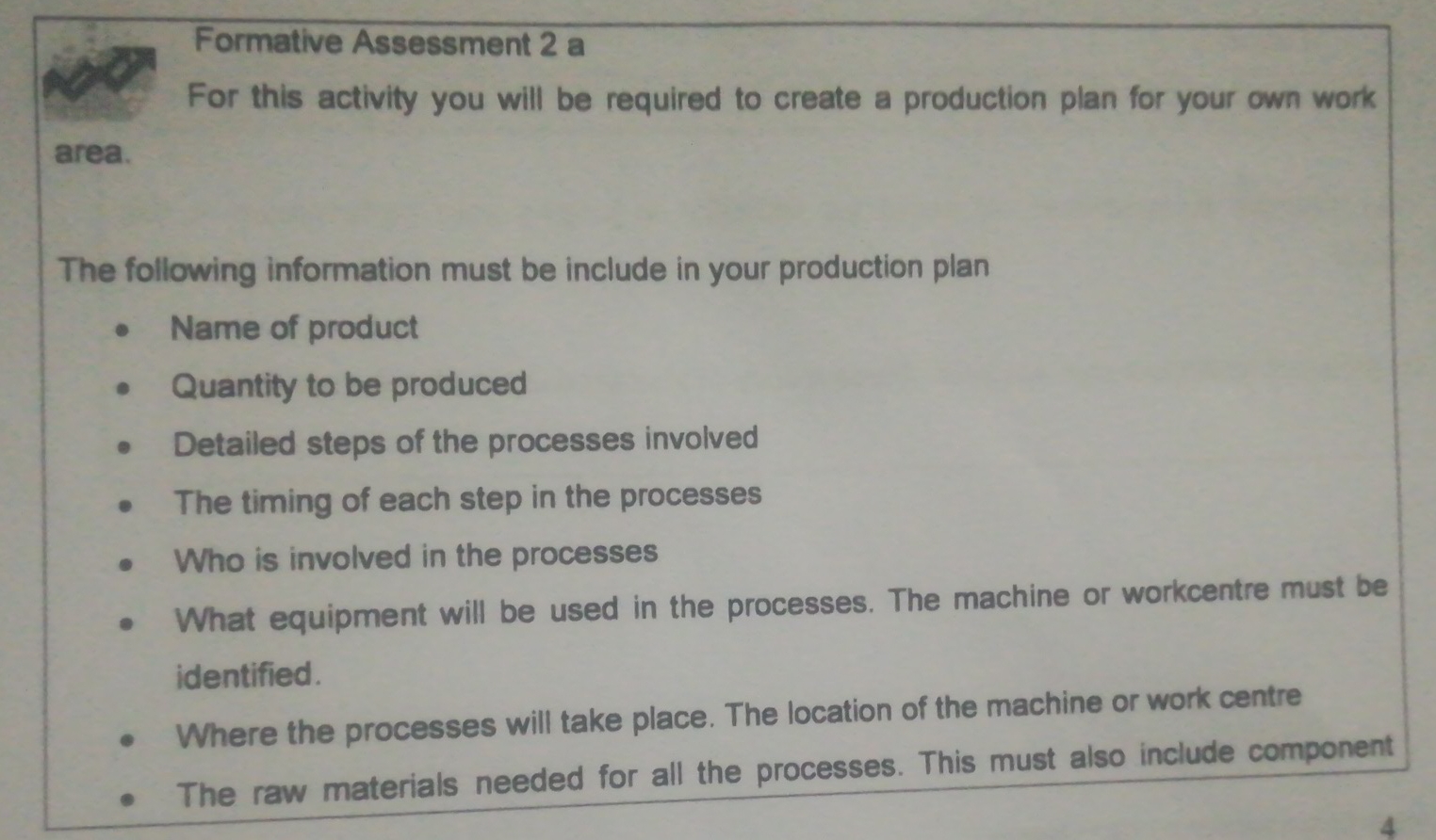  Formative Assessment 2 a For this activity you will be required