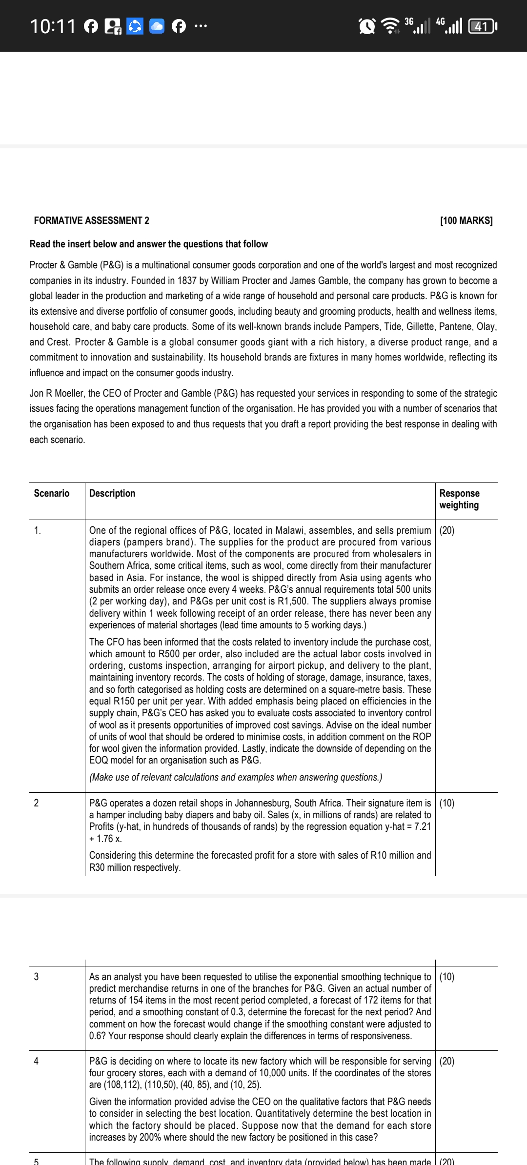  Read the insert below and answer the questions that follow Procter