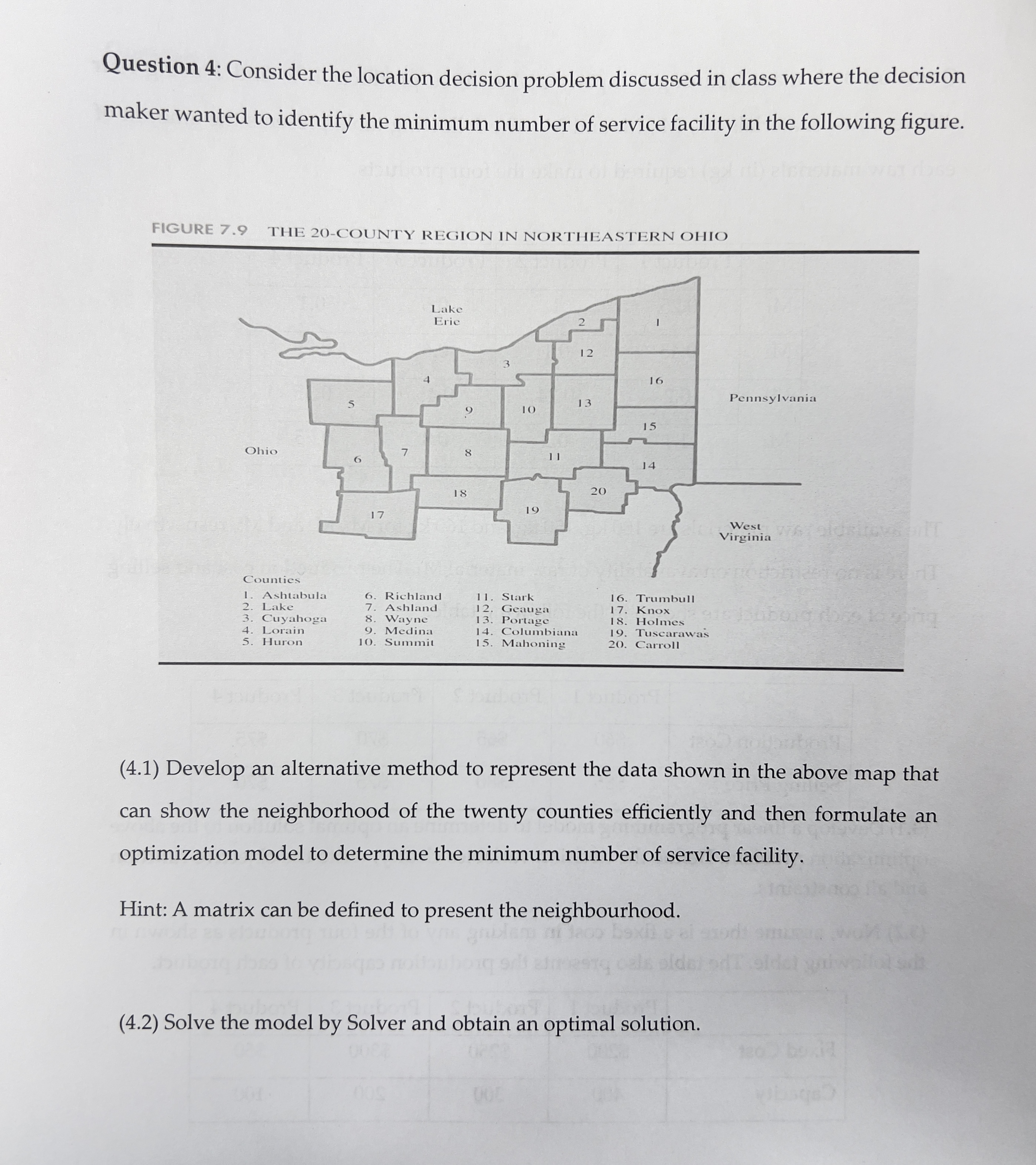  Question 4: Consider the location decision problem discussed in class where