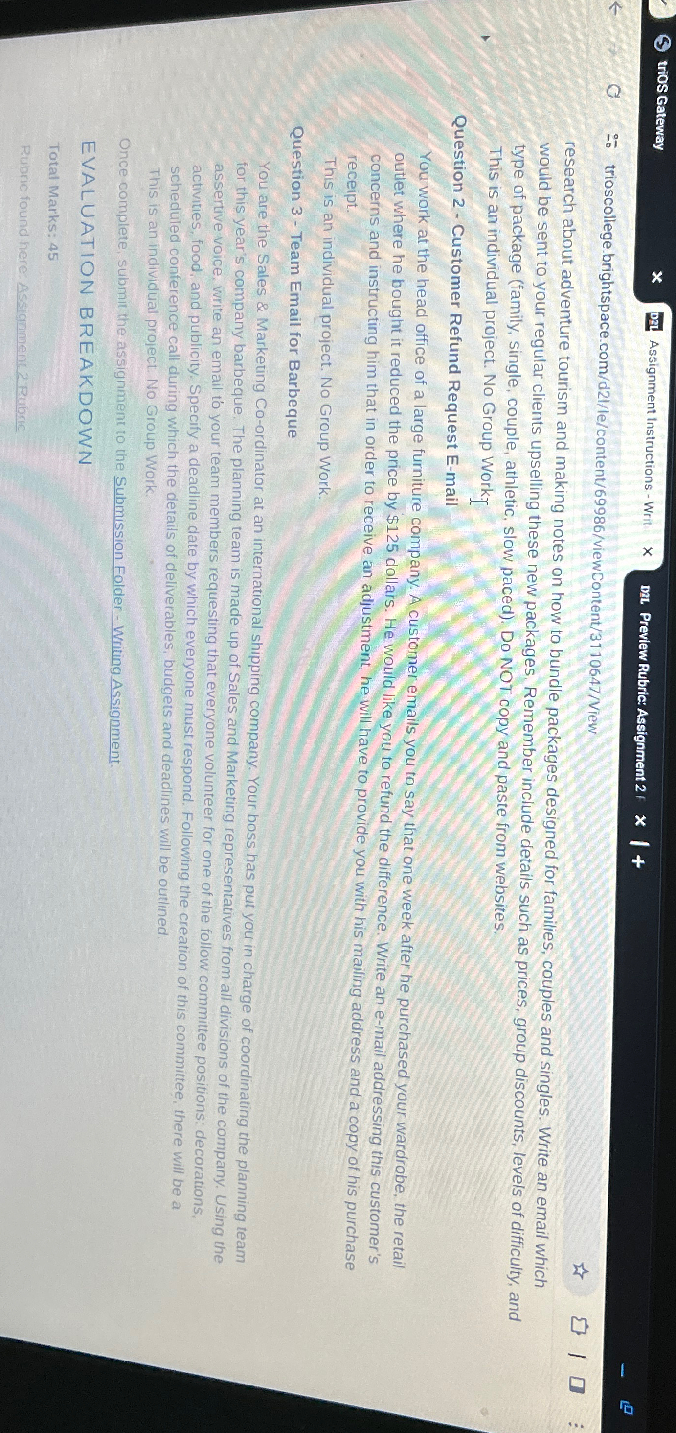  triOS Gateway Assignment Instructions - Writ Preview Rubric: Assignment 2 --