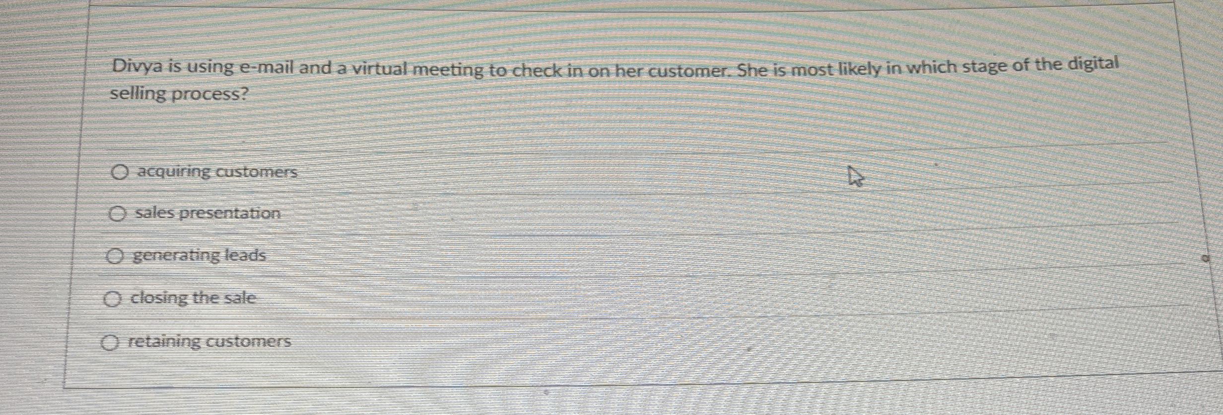  Divya is using e-mail and a virtual meeting to check in