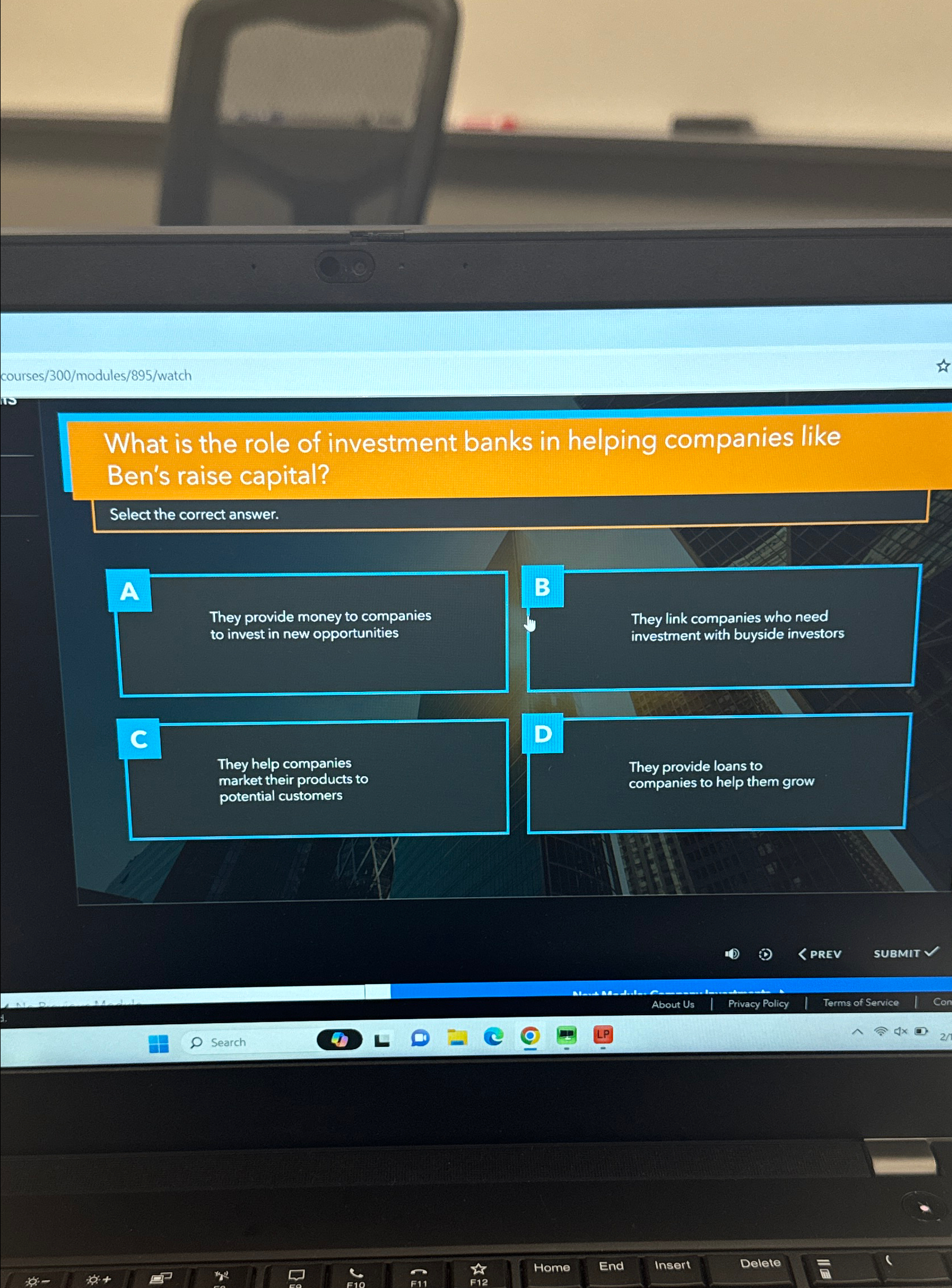  courses/300/modules/895/watch What is the role of investment banks in helping companies