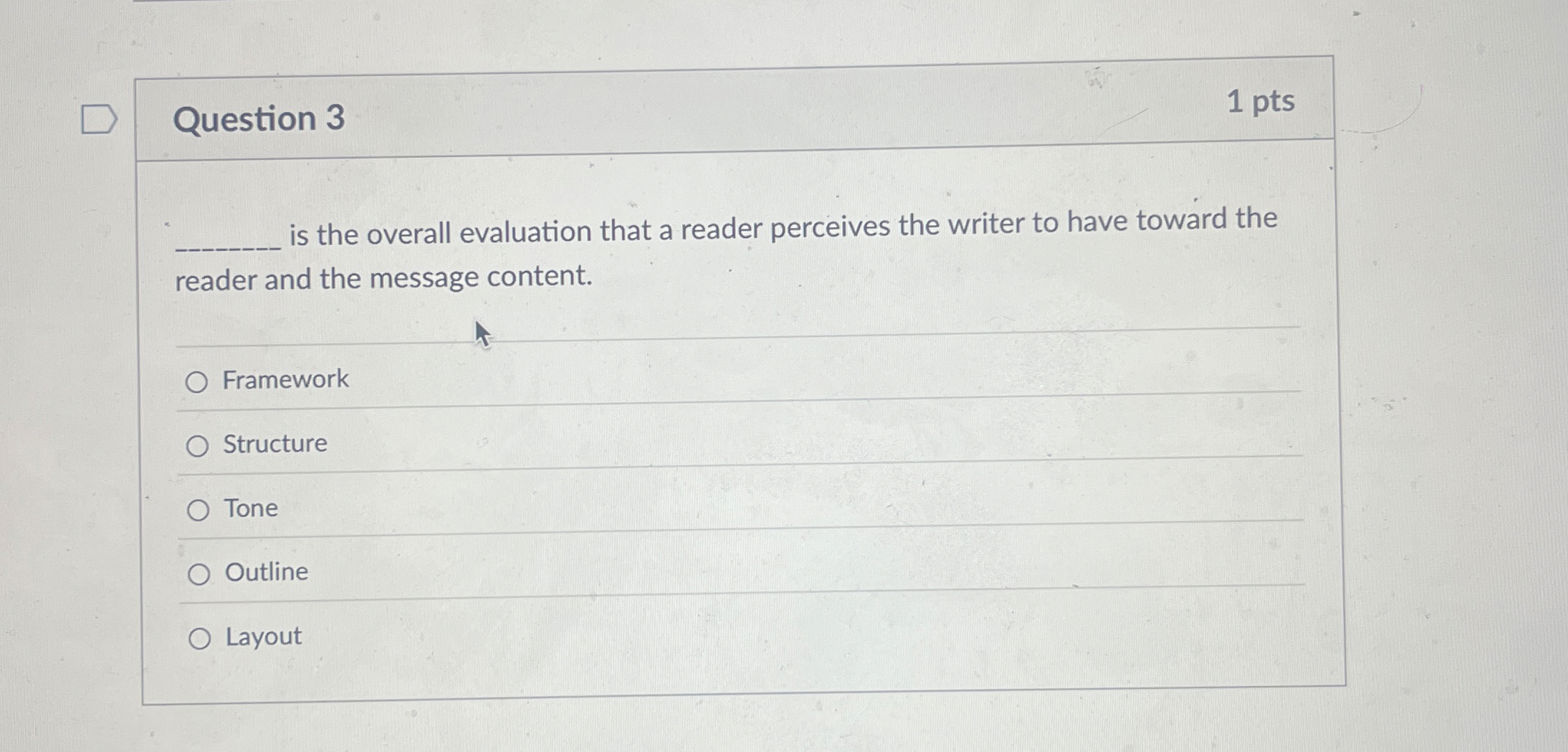  Question 3 is the overall evaluation that a reader perceives the
