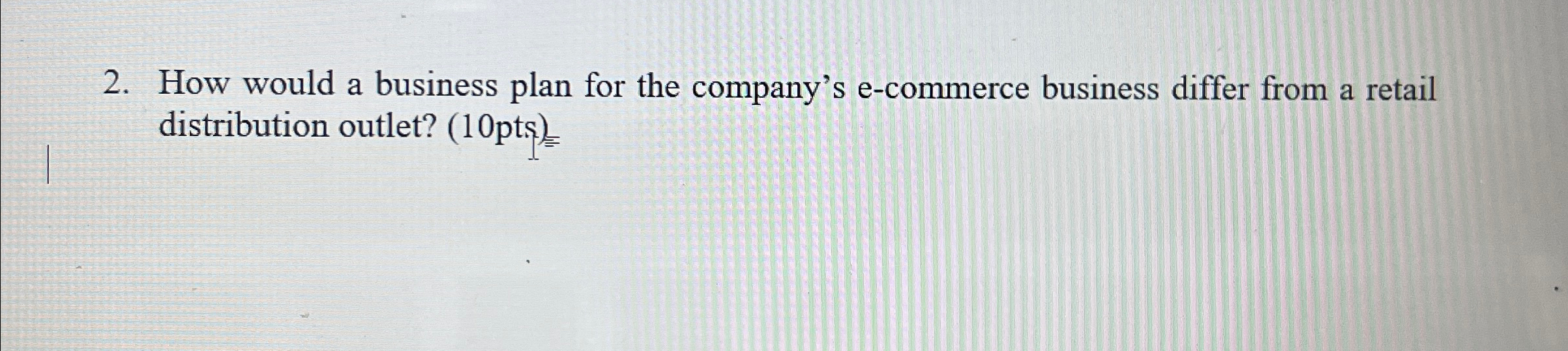  How would a business plan for the company's e-commerce business differ