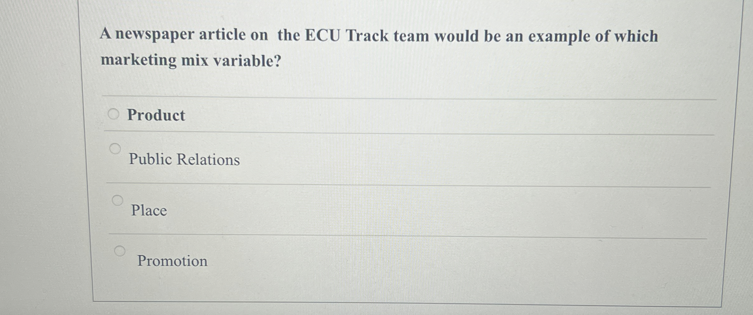  A newspaper article on the ECU Track team would be an