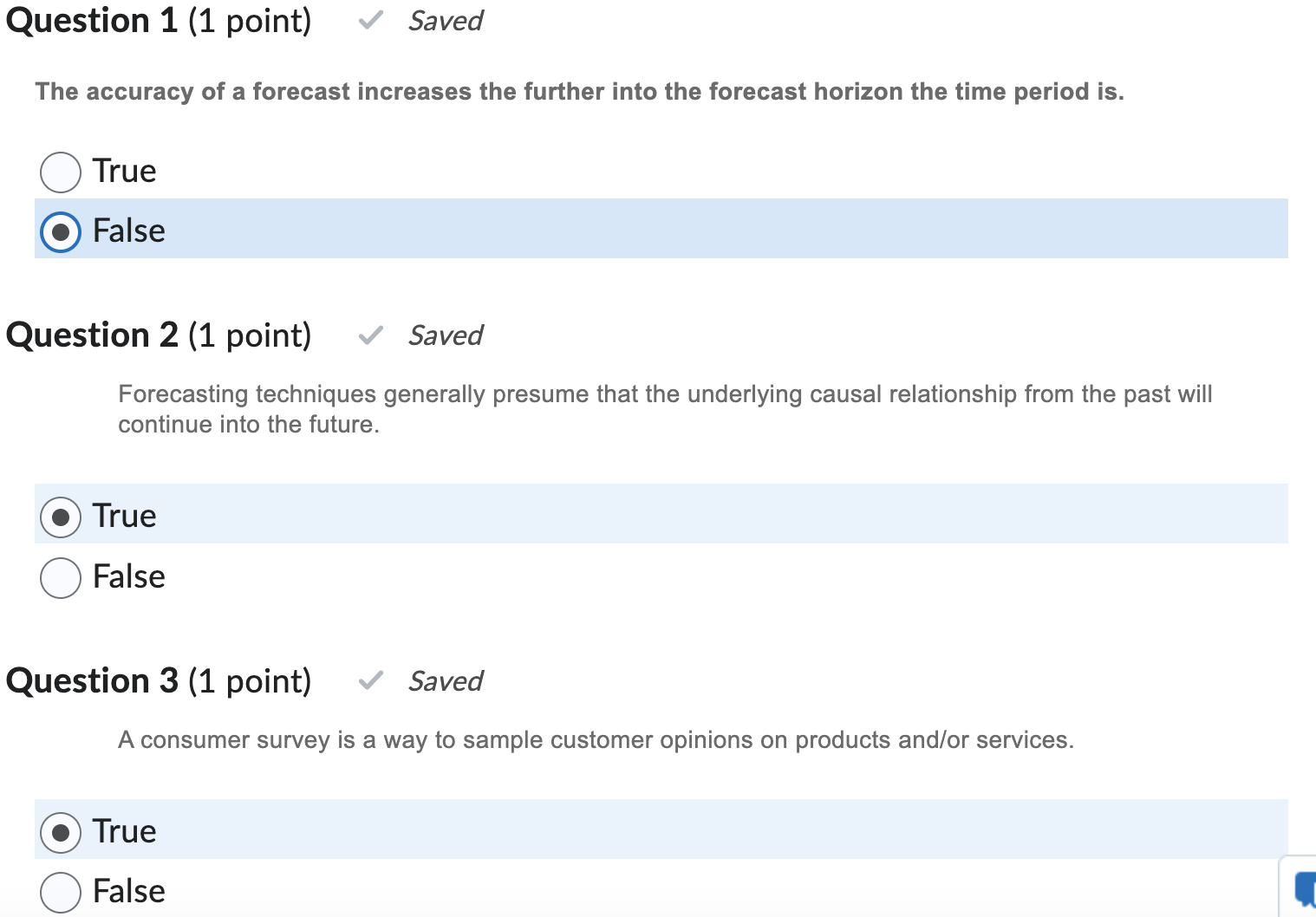  Question 1(1 point) The accuracy of a forecast increases the further