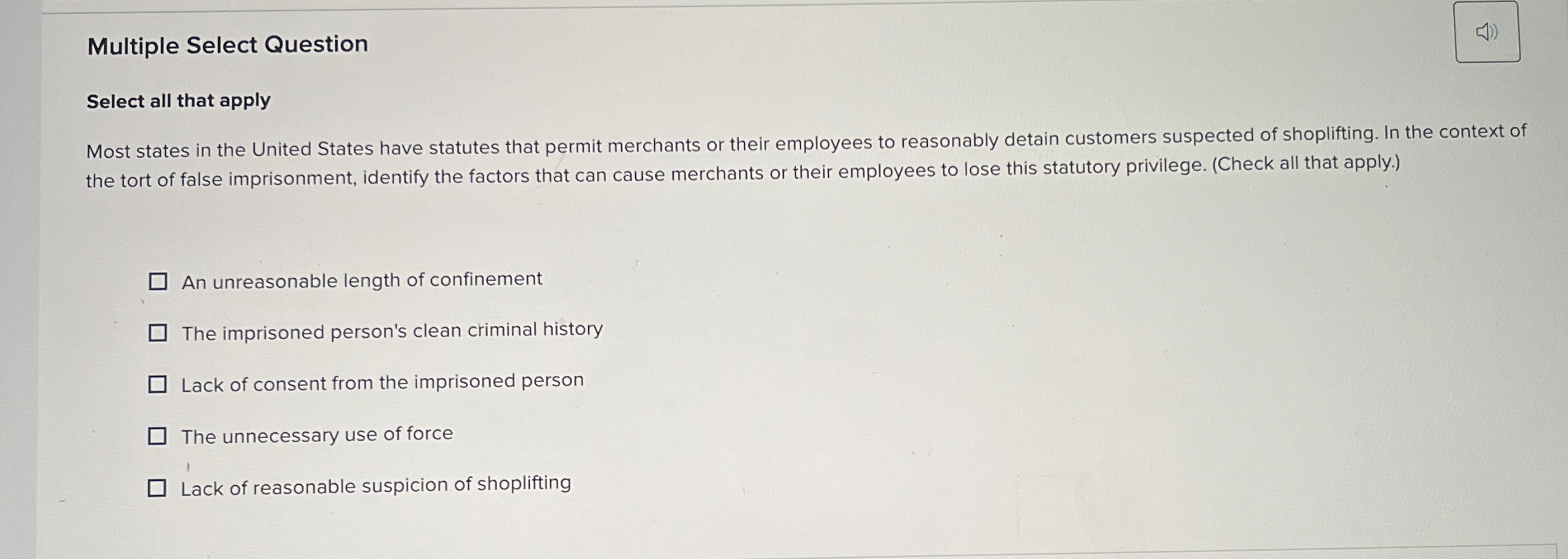  Multiple Select Question Select all that apply the tort of false
