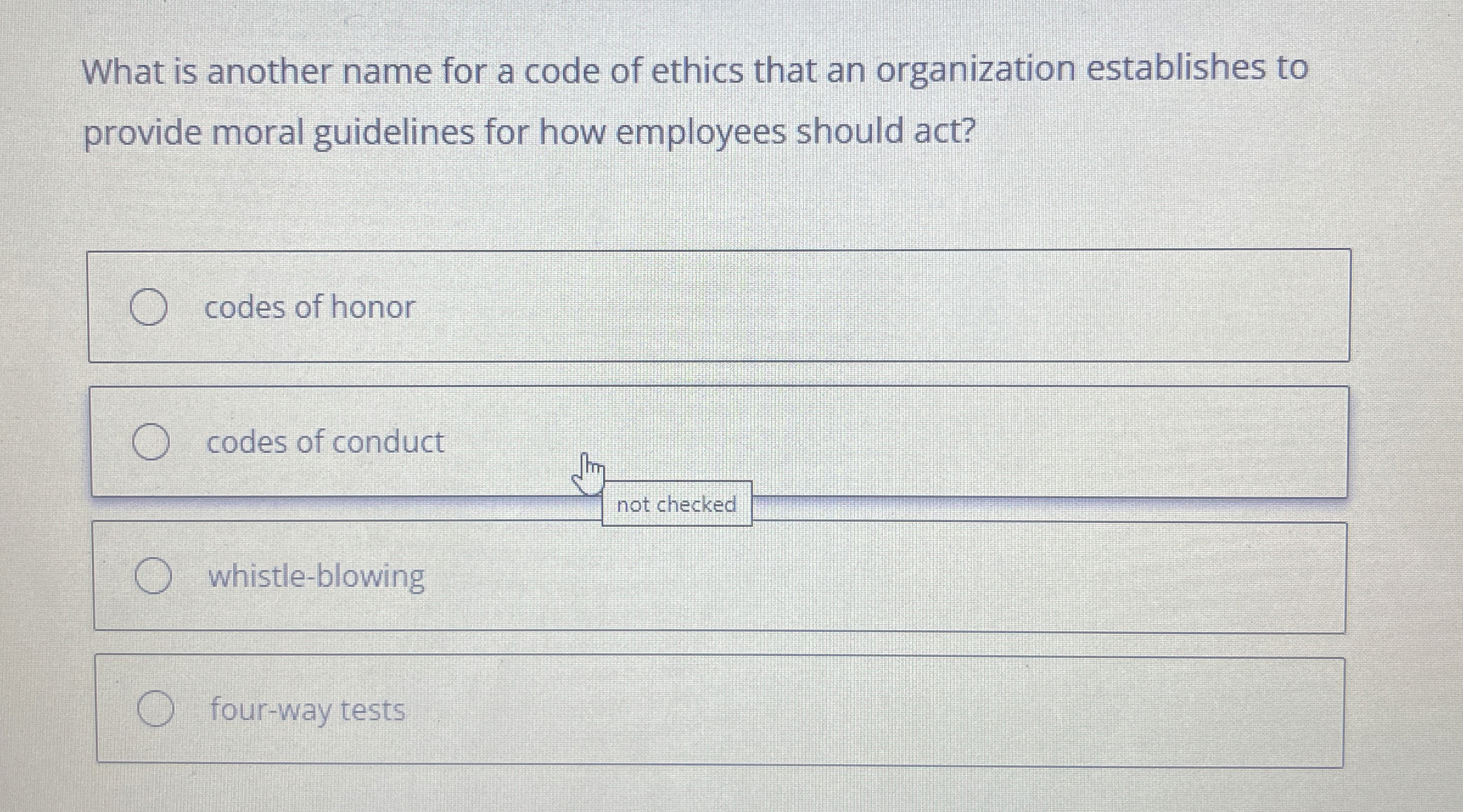  What is another name for a code of ethics that an
