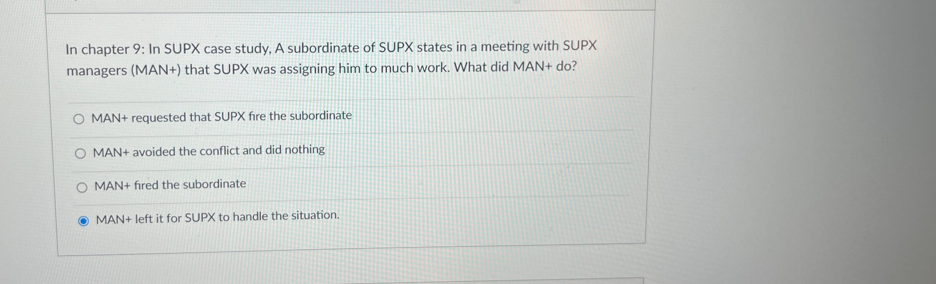  In chapter 9: In SUPX case study, A subordinate of SUPX