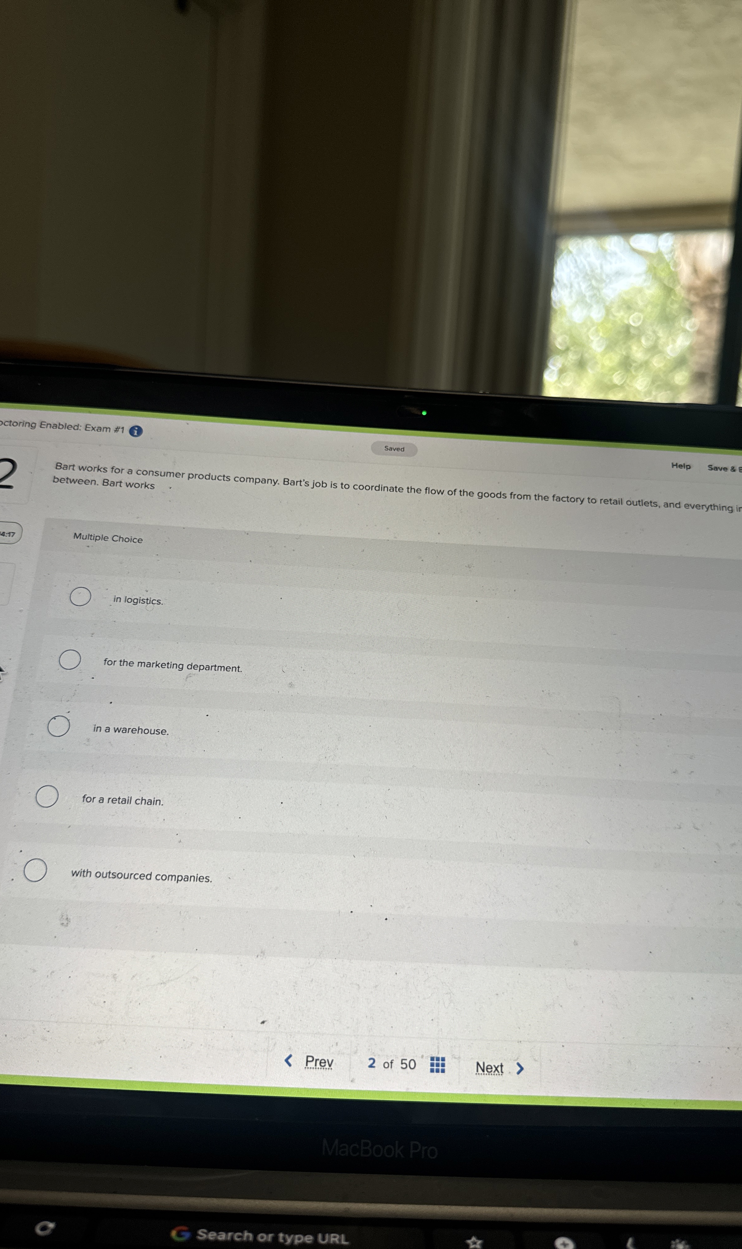  ctoring Enabled: Exam #1 i Saved Bart works for a consumer