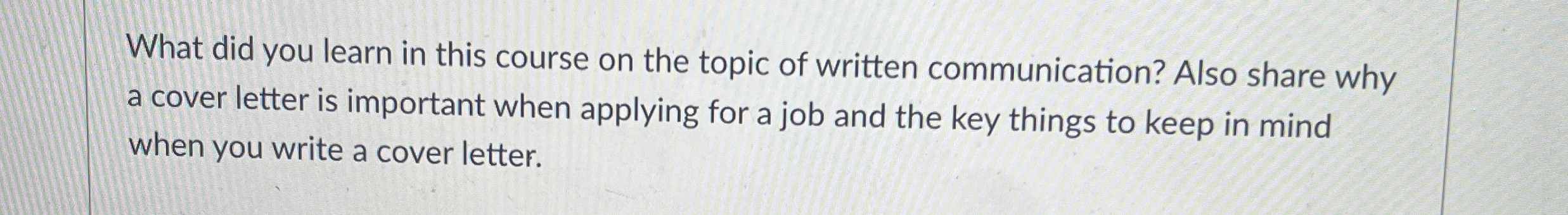  What did you learn in this course on the topic of