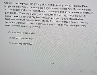  Cedric is checking out at the grocery store with his weekly