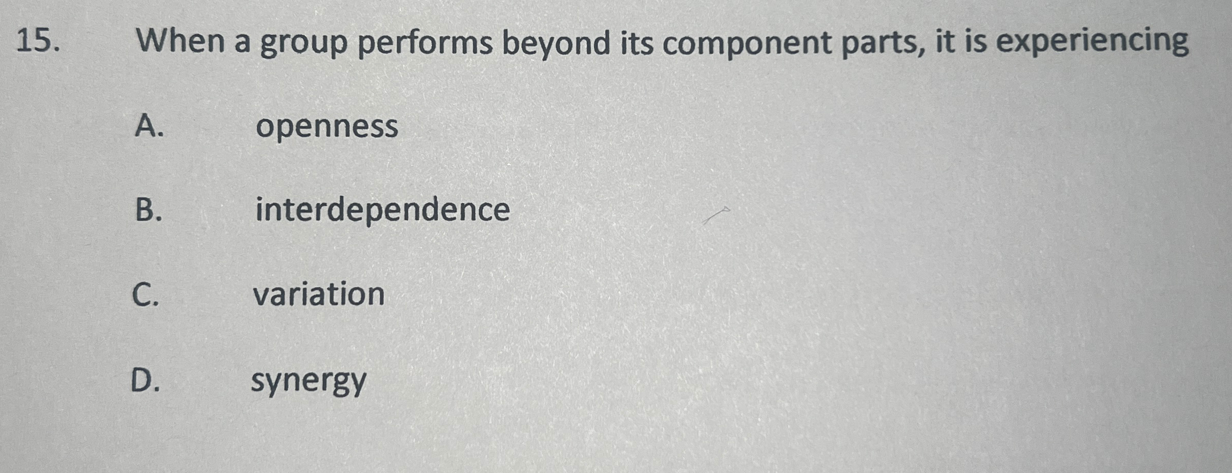  When a group performs beyond its component parts, it is experiencing