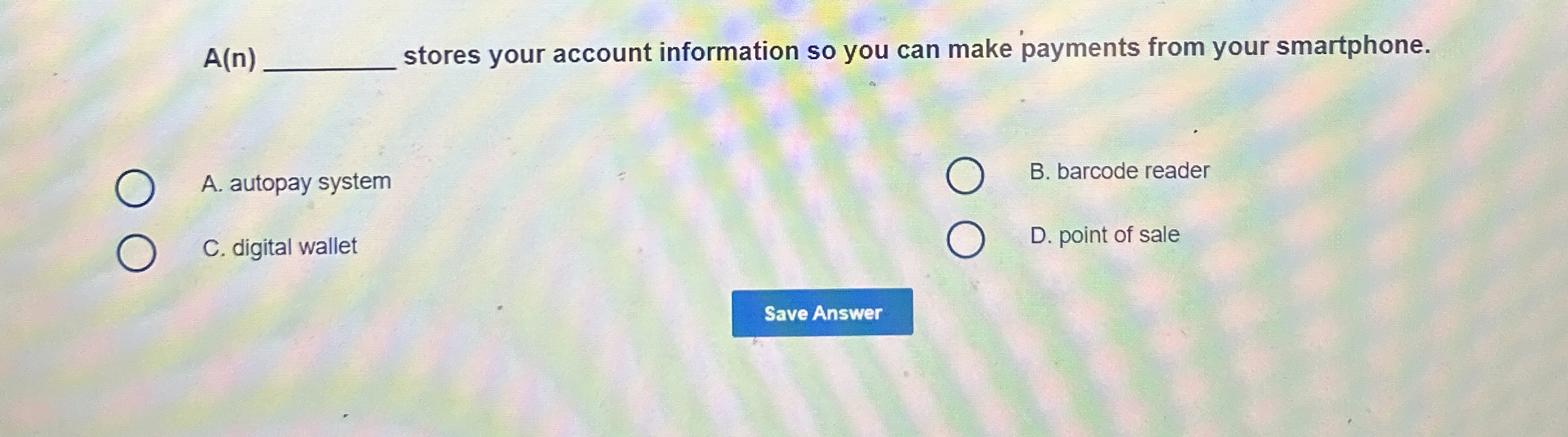  A(n) stores your account information so you can make payments from