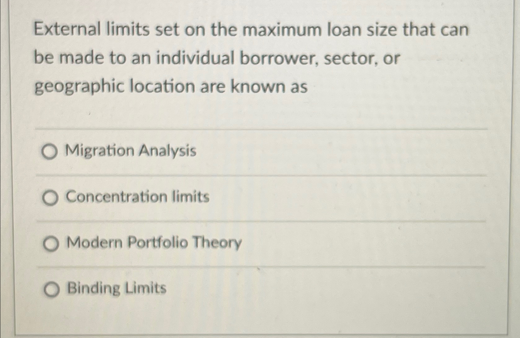  External limits set on the maximum loan size that can be
