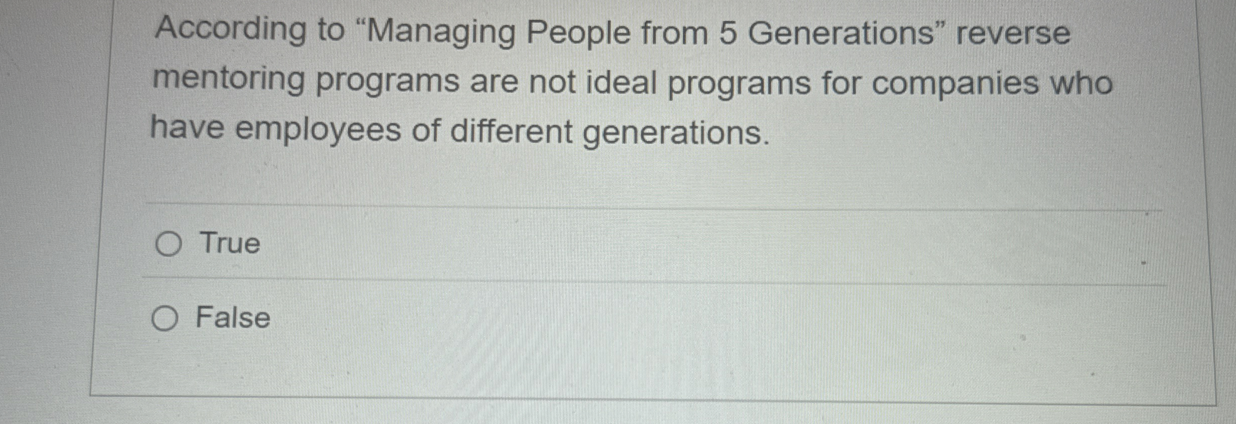  According to "Managing People from 5 Generations" reverse mentoring programs are