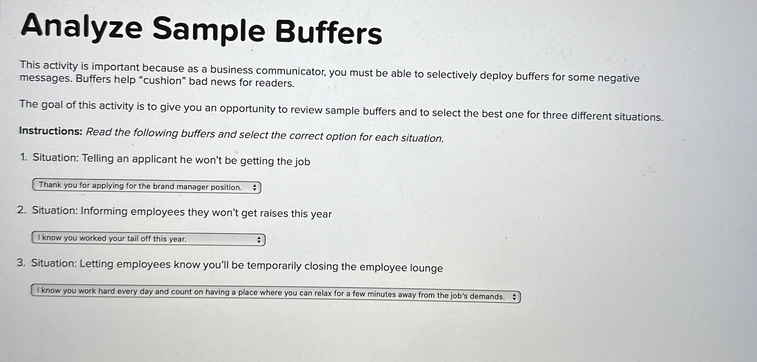  Analyze Sample Buffers This activity is important because as a business