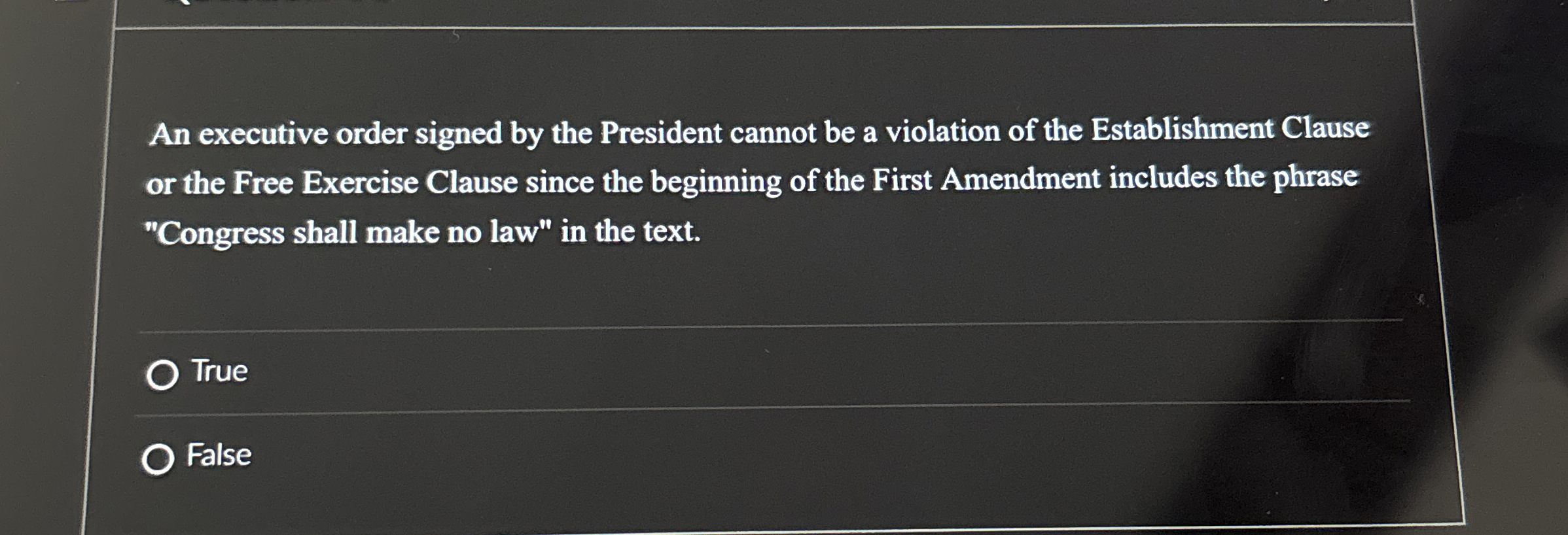  An executive order signed by the President cannot be a violation