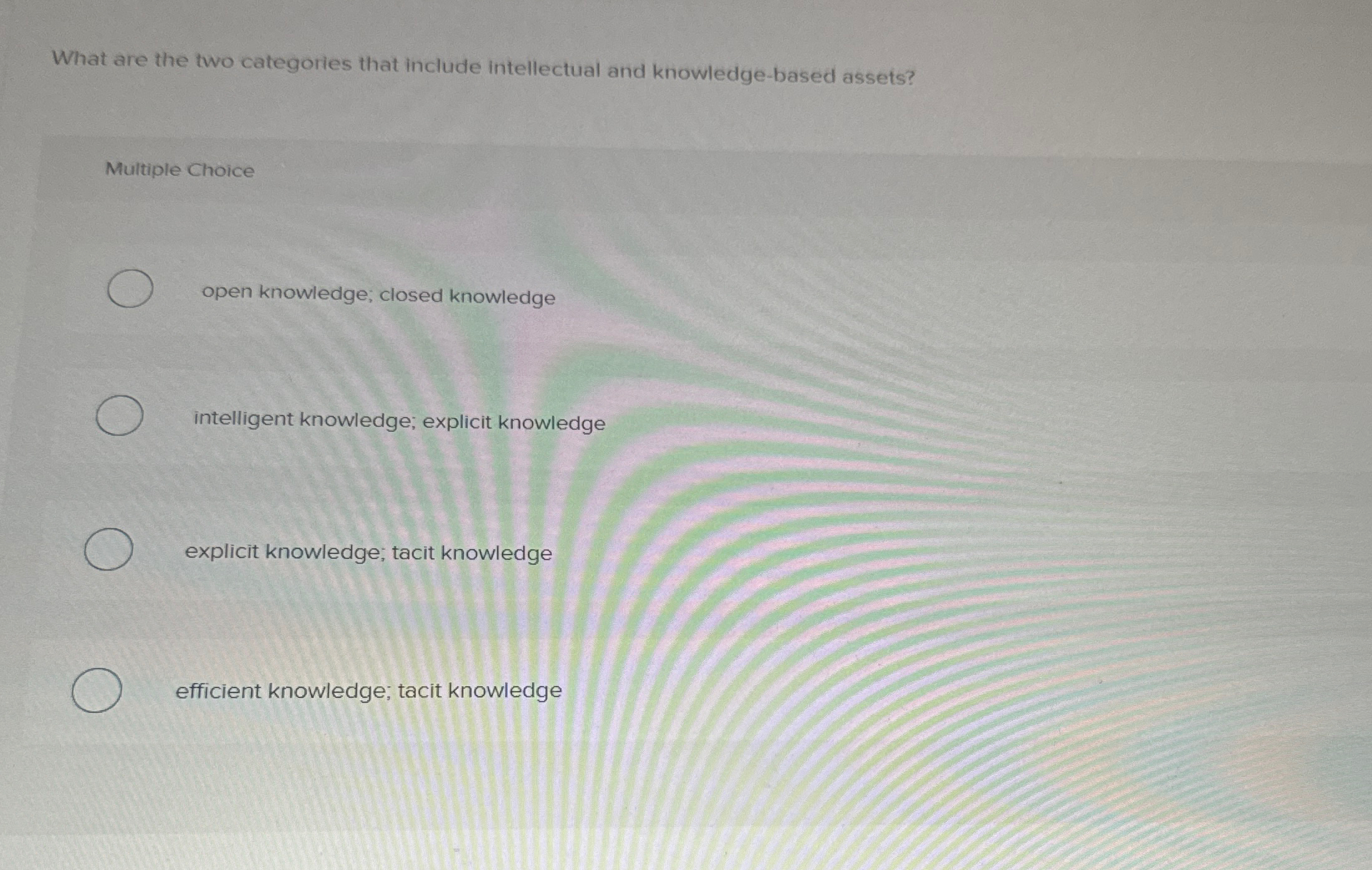  What are the two categories that include intellectual and knowledge-based assets?