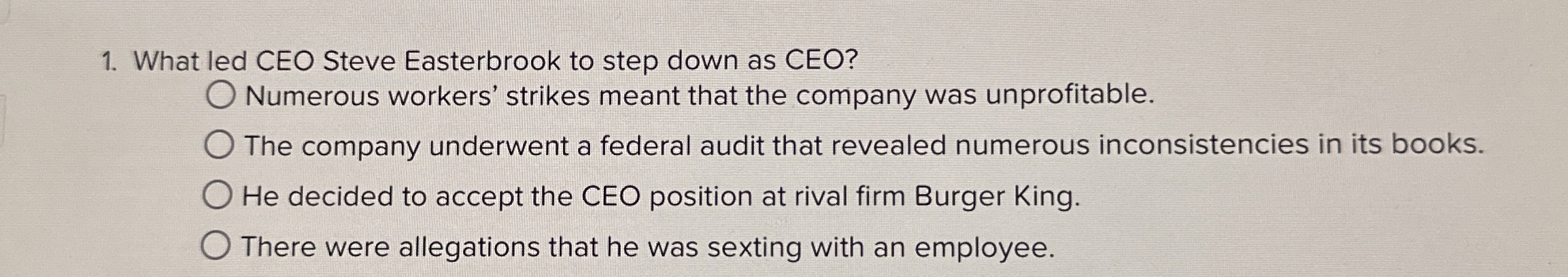  What led CEO Steve Easterbrook to step down as CEO? Numerous