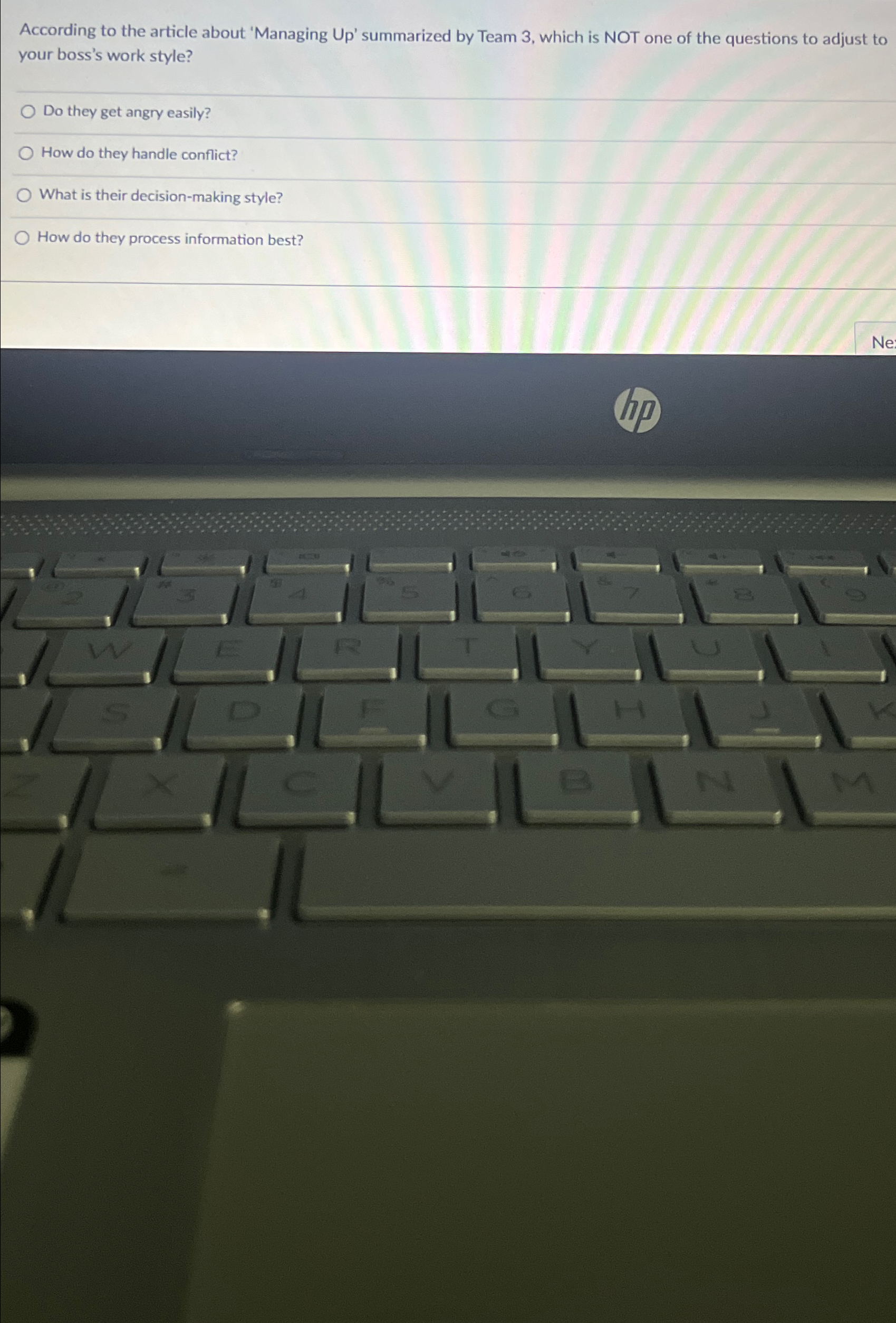  According to the article about 'Managing Up' summarized by Team 3,