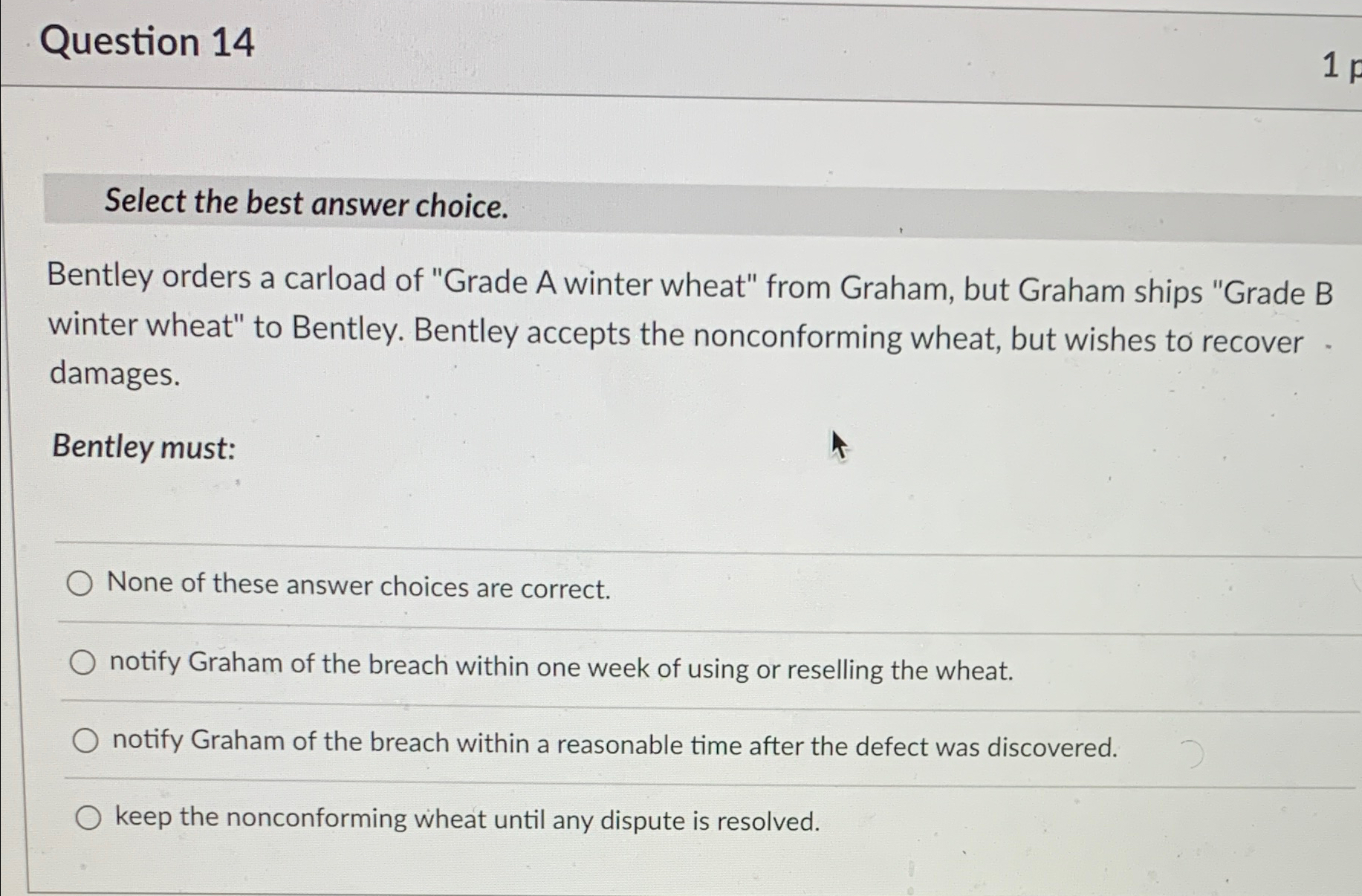  Question 14 Select the best answer choice. Bentley orders a carload