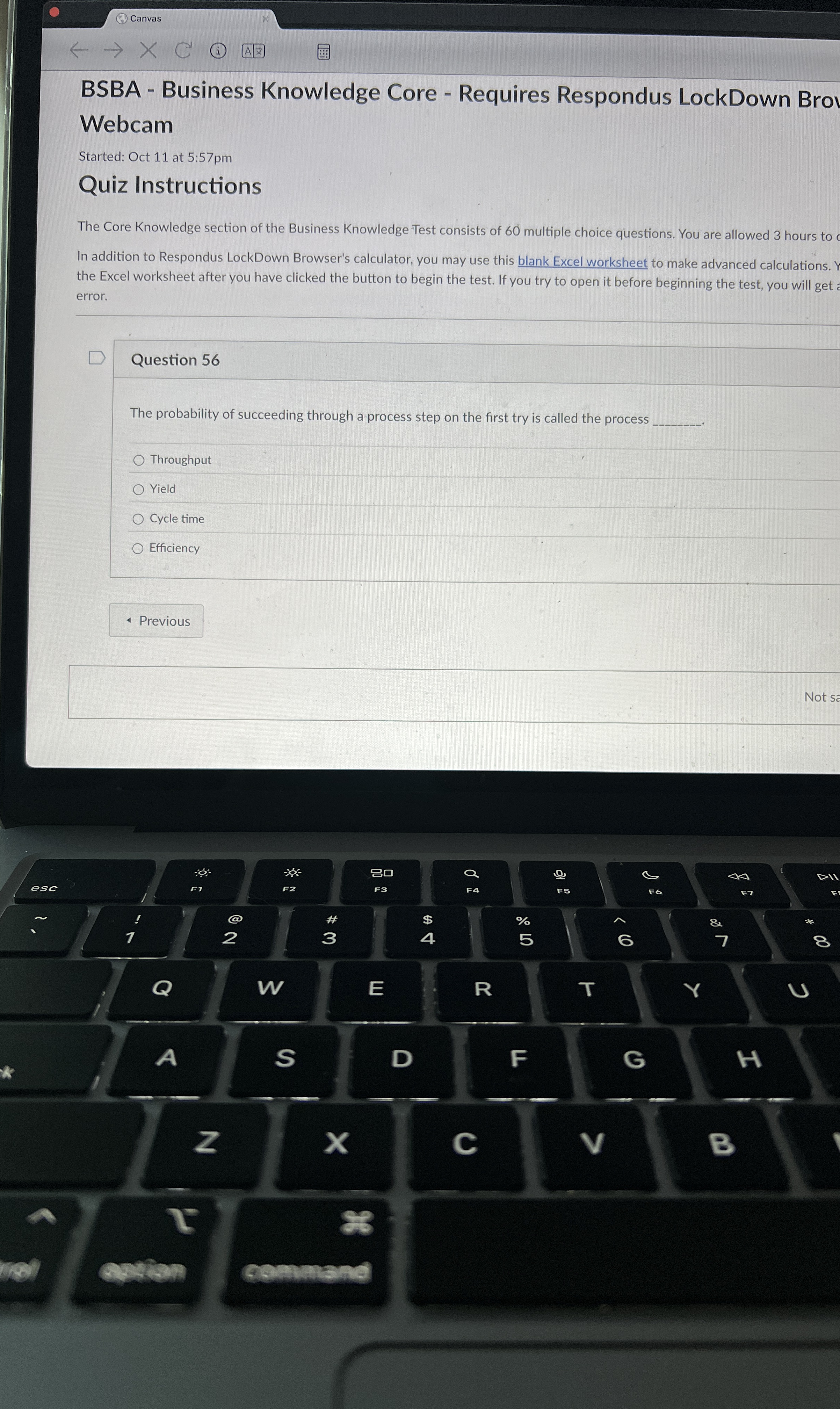  Question 56 The probability of succeeding through a process step on