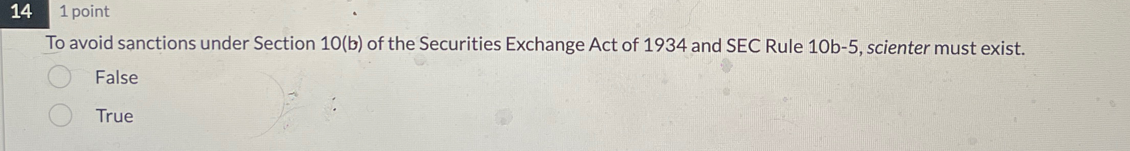  141 point To avoid sanctions under Section 10(b) of the Securities