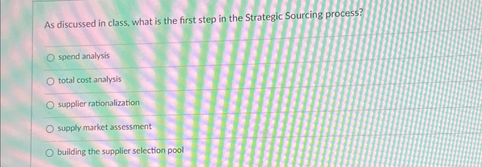  As discussed in class, what is the first step in the